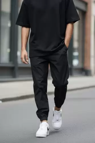 Pantaloni de trening cargo  negri  conici Y230 P20-4.3