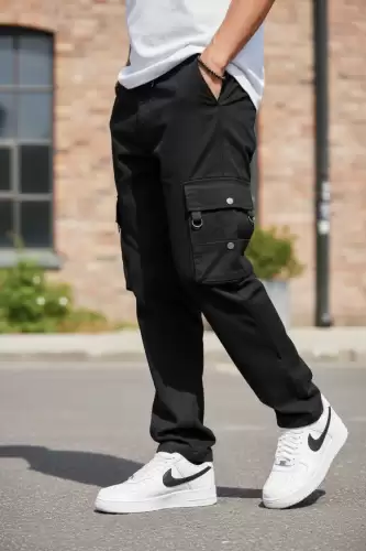 Pantaloni de trening cargo  negri  conici Y307 P20-4.2