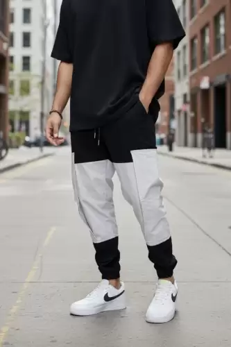 Pantaloni de trening cargo  negri  conici Y356 41-4.2