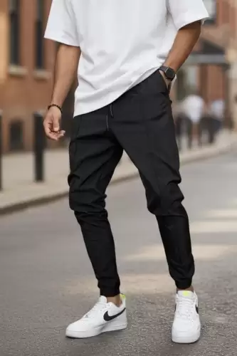 Pantaloni de trening cargo negri conici Y516 P18-2.1