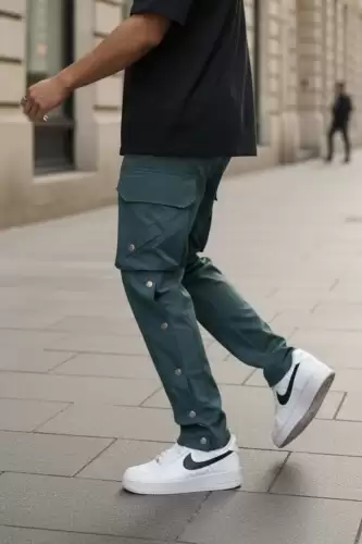 Pantaloni de trening cargo verzi conici Y013 O4-3.1