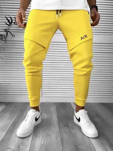 Pantaloni de trening galbeni conici 12360 D7-3