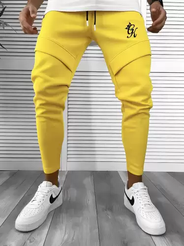 Pantaloni de trening galbeni   silon   conici 12374 D2-1.4