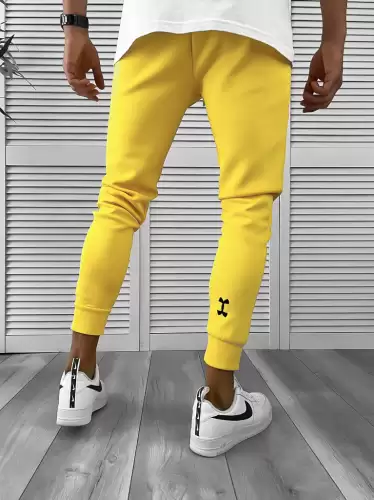 Pantaloni de trening galbeni  silon  conici 12379 D3-5.4