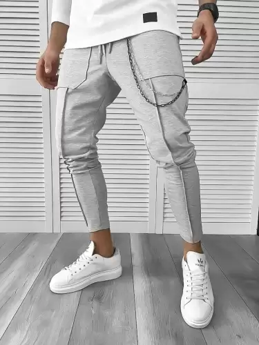 Pantaloni de trening gri conici 10142 O2-4.3