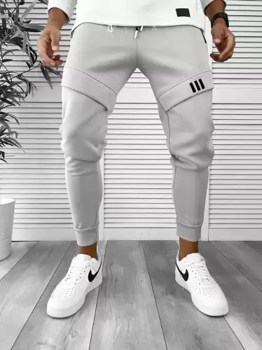 Pantaloni de trening gri conici 12259 S7