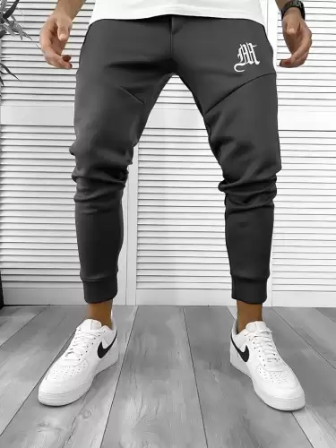 Pantaloni de trening gri inchis   silon   conici 12375 P18-2.3