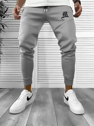 Pantaloni de trening gri   silon   conici 12375 26-5