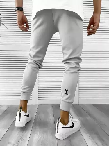 Pantaloni de trening gri  silon  conici 12379 102-4