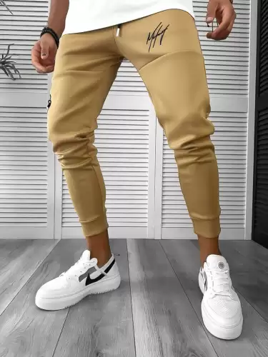 Pantaloni de trening maro  silon  conici 12378 P18-2.3