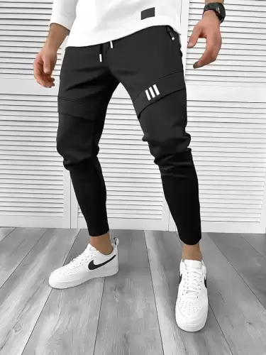 Pantaloni de trening negri conici 10230 i6-4.1