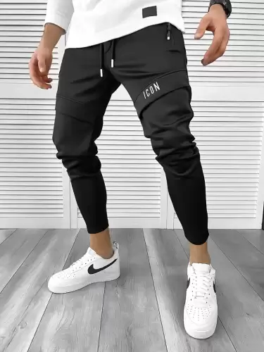 Pantaloni de trening negri conici 10234 P18-3.2