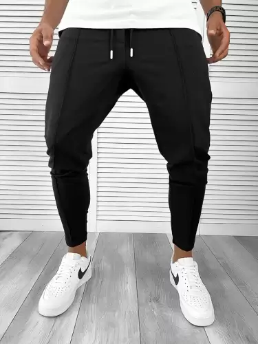 Pantaloni de trening negri conici 12166 D2-4.2.3