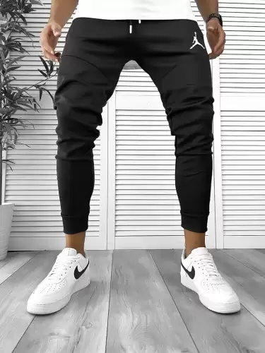Pantaloni de trening negri conici 12361 B14-6