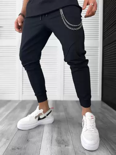 Pantaloni de trening negri  conici  13038 N3-4.3