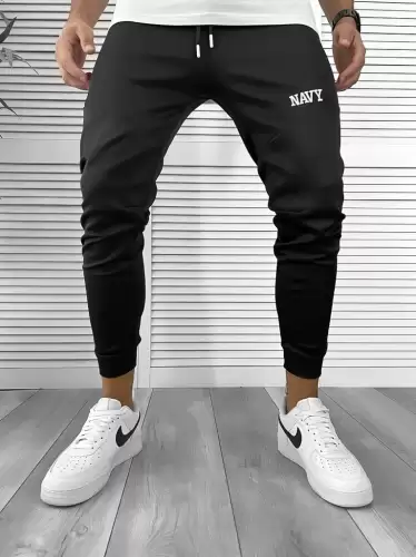 Pantaloni de trening negri  silon   conici 12376 45-3