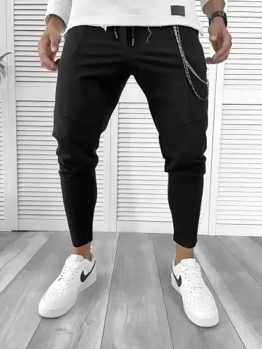 Pantaloni de trening negru conici 12108 Z33