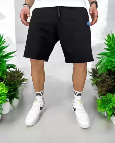 Pantaloni de trening scurti  negri  cu imprimeu Y240  N6-3.3