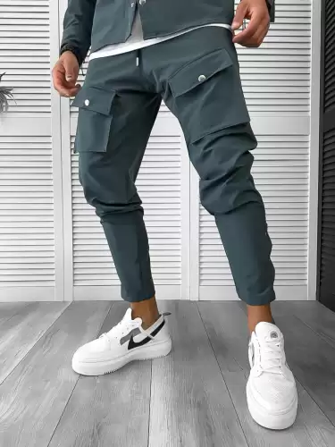 Pantaloni de trening slim fit verde inchis 6050 N8-3.1