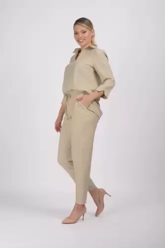 Pantaloni din vascoza bej