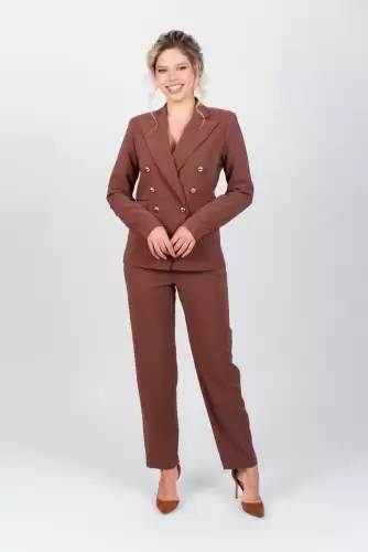 Pantaloni eleganti pana cu buzunare laterale si pense la talie