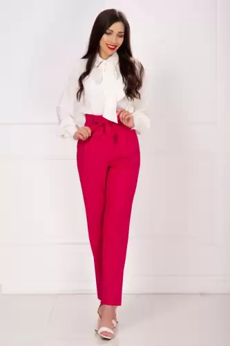 Pantaloni fuchsia InPuff lejeri cu cordon in talie
