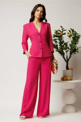 Pantaloni fucsia din viscoza evazati