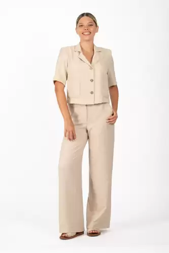 Pantaloni LaDonna bej lejeri cu buzunare