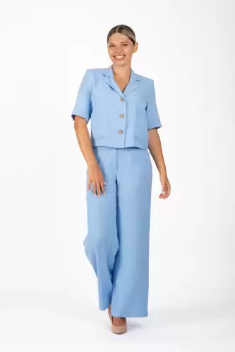 Pantaloni LaDonna bleu lejeri cu buzunare