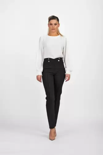 Pantaloni negri conici cu talie inalta