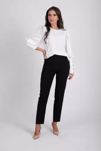 Pantaloni negri pana cu talie inalta