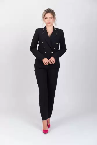 Pantaloni office/casual cu pense la talie si buzunare laterale