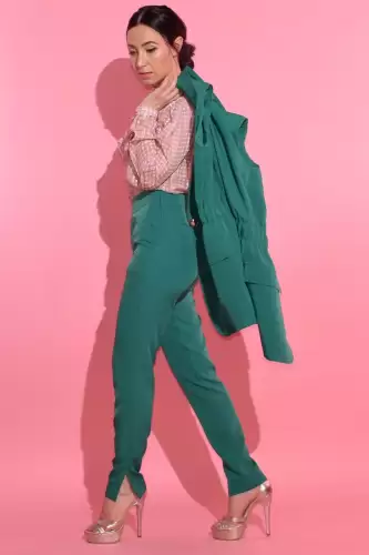 Pantaloni pana cu talie inalta si buzunare laterale