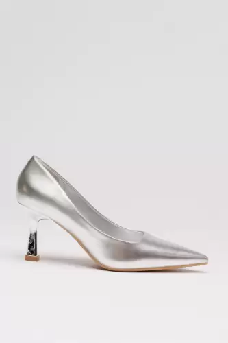 Pantofi eleganti argintii metalizati