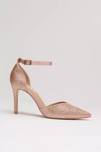 Pantofi eleganti roz pal cu aplicatii stralucitoare