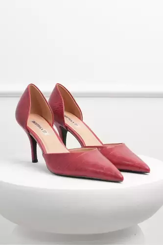 Pantofi rosii eleganti din piele ecologica cu model snake