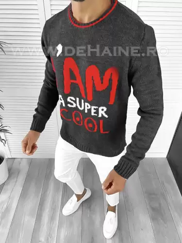 Pulover barbati gros gri slim fit T3590 P18-2.3