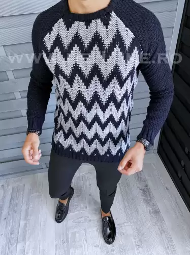 Pulover barbati gros slim fit bleumarin T3613 12-6