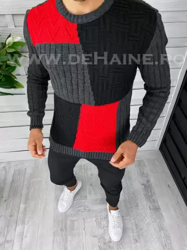 Pulover barbati gros slim fit gri inchis T3611 P18-3.2