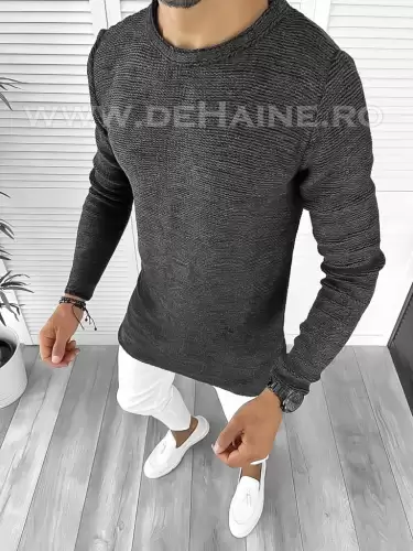 Pulover barbati gros slim fit gri inchis T3652 105-1