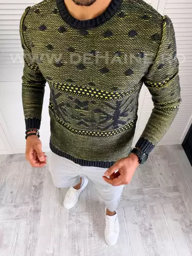 Pulover barbati gros slim fit gri T3566 87-3.2