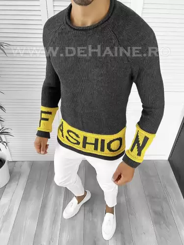 Pulover barbati gros slim fit gri ZR T3580 i6-5.1