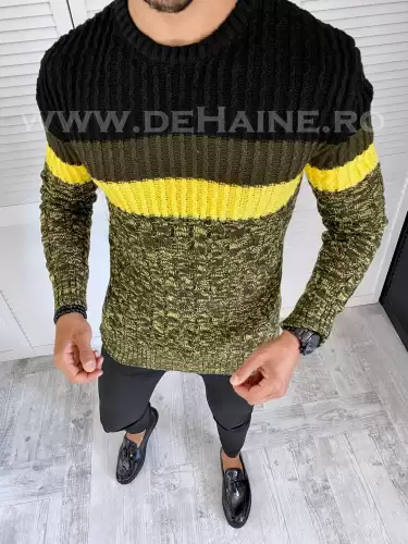 Pulover barbati gros slim fit kaki T3572 P19-4.3
