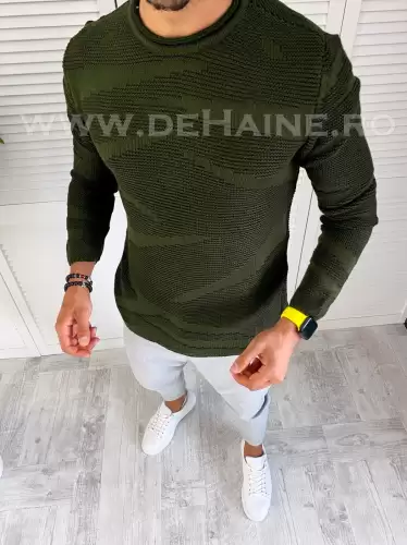 Pulover barbati gros slim fit kaki T3617 P18-1.2