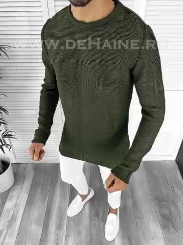 Pulover barbati gros slim fit kaki ZR T3652 i6-8