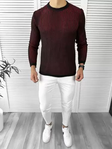 Pulover barbati gros slim fit negru T3544 87-4