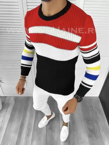 Pulover barbati gros slim fit negru T3576 107-3 U2-2