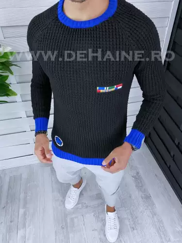 Pulover barbati gros slim fit negru T3583 P18-5.3