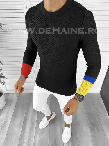 Pulover barbati gros slim fit negru T3585 97-1 E~ 12-2