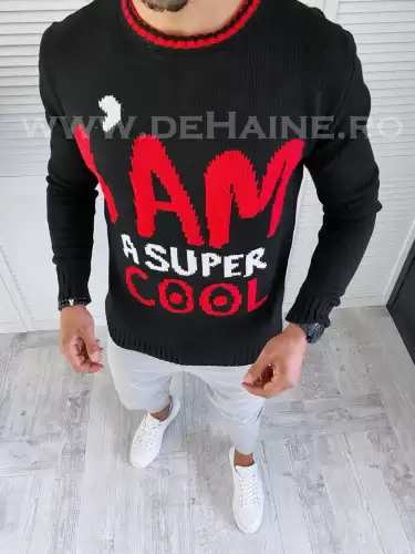 Pulover barbati gros slim fit negru T3590 P18-4.3